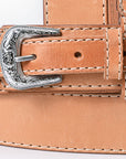 38 In Hilason Basketweave Western Leather Mens Womens Ranger Belt Tan