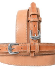 38 In Hilason Basketweave Western Leather Mens Womens Ranger Belt Tan