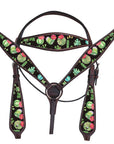 Hilason Western Horse Headstall Breast Collar Set American Leather Brown