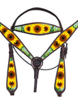 Hilason Western Horse Headstall Breast Collar Set American Leather Brown