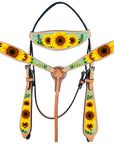 Hilason Western Horse Headstall Breast Collar Set American Leather Tan