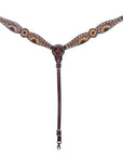 HILASON Floral Painted Beaded American Leather Horse Headstall Breast Collar
