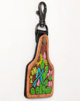 American Darling ADKR165 Hand Tooled Carved Genuine Leather Keyring