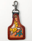 American Darling ADKR171 Hand Tooled Carved Genuine Leather Keyring