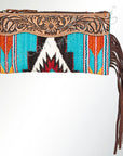 ADBG344H American Darling WRISTLET Hand Tooled Upcycled Wool Genuine Leather women bag western handbag purse