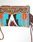 ADBG344H American Darling WRISTLET Hand Tooled Upcycled Wool Genuine Leather women bag western handbag purse