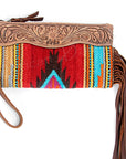 ADBG344Q American Darling WRISTLET Hand Tooled Upcycled Wool Genuine Leather women bag western handbag purse