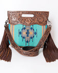 American Darling Clutch Hand Tooled Saddle Blanket Fabric Genuine Leather Western Women Bag Handbag Purse | Purses for Cute