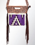 American Darling Clutch Hand Tooled Hair On Genuine Leather Women Bag Western Handbag Purse
