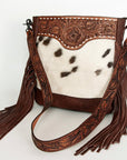 American Darling Large Crossbody Hand Tooled Hair On Genuine Leather Women Bag Western Handbag Purse