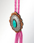 American Darling ADJW106E Braided Genuine Leather Jewelry Necklace with Concho
