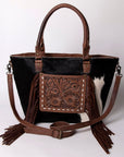 American Darling ADBG663 Tote Hand Tooled Hair-On Genuine Leather Women Bag Western Handbag Purse