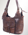 Spaghetti Western Swc125Brn Tote Vintage Handmade Drum Dyed Genuine European Cowhide Leather Women Bag Western Handbag Purse