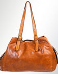 Spaghetti Western Swc132Tan Tote Vintage Handmade Drum Dyed Genuine European Cowhide Leather Women Bag Western Handbag Purse