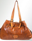 Spaghetti Western Swc132Tan Tote Vintage Handmade Drum Dyed Genuine European Cowhide Leather Women Bag Western Handbag Purse
