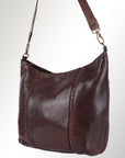 Spaghetti Western Swc140Brn Hobo Vintage Handmade Drum Dyed Genuine European Cowhide Leather Women Bag Western Handbag Purse