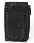 Spaghetti Western Swc146Ablk Card-Holder Vintage Handmade Drum Dyed Genuine European Cowhide Leather Women Bag Western Handbag Purse