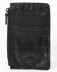Spaghetti Western Swc146Ablk Card-Holder Vintage Handmade Drum Dyed Genuine European Cowhide Leather Women Bag Western Handbag Purse