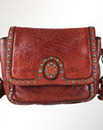 Spaghetti Western Swc149Cg Envelope Vintage Handmade Drum Dyed Genuine European Cowhide Leather Women Bag Western Handbag Purse
