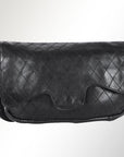 Spaghetti Western Swc151Blk Envelope Vintage Handmade Drum Dyed Genuine European Cowhide Leather Women Bag Western Handbag Purse