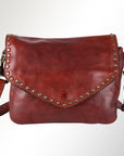 Spaghetti Western Swc153Cg Envelope Vintage Handmade Drum Dyed Genuine European Cowhide Leather Women Bag Western Handbag Purse