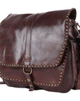 Spaghetti Western Swc157Bbrn Cross Body I Vintage Handmade Drum Dyed Genuine European Cowhide Leather Women Bag Western Handbag Purse