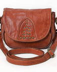 Spaghetti Western Swc161Cg Cross Body I Vintage Handmade Drum Dyed Genuine European Cowhide Leather Women Bag Western Handbag Purse