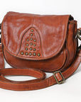 Spaghetti Western Swc161Cg Cross Body I Vintage Handmade Drum Dyed Genuine European Cowhide Leather Women Bag Western Handbag Purse