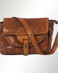 Spaghetti Western Swc162Tan Cross Body I Vintage Handmade Drum Dyed Genuine European Cowhide Leather Women Bag Western Handbag Purse