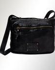 Spaghetti Western Swc163Blk Envelope Vintage Handmade Drum Dyed Genuine European Cowhide Leather Women Bag Western Handbag Purse