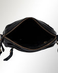 Spaghetti Western Swc166Blk Small Crossbody Vintage Handmade Drum Dyed Genuine European Cowhide Leather Women Bag Western Handbag Purse