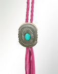 American Darling ADJW107E Braided Genuine Leather Jewelry Necklace with Concho