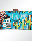 American Darling Wristlet Bag, Hand-Painted Genuine Leather, Western Vegetable Tanned Full Grain Leather Wallet Bag