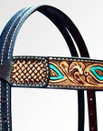 Bar H Equine Sunflower Hand Painted Horse Western Leather Breast Collar Dark Brown