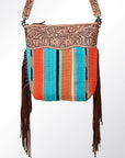 American Darling GIBGX215 Signature Crossbody Hand Tooled Saddle Blanket Genuine Leather Women Bag Western Handbag Purse