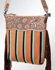 American Darling GIBGX214 Signature Crossbody Hand Tooled Saddle Blanket Genuine Leather Women Bag Western Handbag Purse