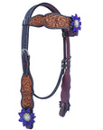 Bar H Equine American Leather Horse Saddle Tack One Ear Headstall | Breast Collar | Browband Headstall | Wither Strap | Tack Set for Horses BER113