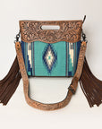 American Darling Clutch Hand Tooled Saddle Blanket Fabric Genuine Leather Western Women Bag Handbag Purse | Purses for Cute