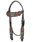 HILASON Western Horse Floral Headstall Breast Collar One Headstall American Leather Tack Set