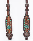 HILASON Western Horse Floral Headstall Breast Collar One Headstall American Leather Tack Set