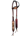 HILASON Western Horse Floral Headstall Breast Collar One American Leather Tack Set