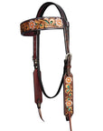 HILASON Western Horse Floral Headstall Breast Collar One American Leather Tack Set