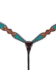 HILASON Western Horse Floral Headstall Breast Collar One Headstall American Leather Tack Set