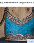 American Darling Hand Tooled Hair On Genuine Leather Women Bag Western Handbag Purse