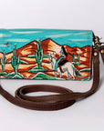 American Darling Organiser Hair-On Hand Tooled Genuine Leather Women Bag Western Handbag Purse