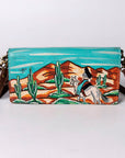 American Darling Organiser Hair-On Hand Tooled Genuine Leather Women Bag Western Handbag Purse