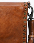 Spaghetti Western Swc193Tan Organiser Vintage Handmade Drum Dyed Genuine European Cowhide Leather Women Bag Western Handbag Purse