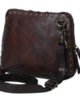 Spaghetti Western Swc199Brn Coin Purse Vintage Handmade Drum Dyed Genuine European Cowhide Leather Women Bag Western Handbag Purse