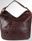 Spaghetti Western Swc176Brn Hobo Vintage Handmade Drum Dyed Genuine European Cowhide Leather Women Bag Western Handbag Purse