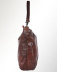 Spaghetti Western Swc183Brn Hobo Vintage Handmade Drum Dyed Genuine European Cowhide Leather Women Bag Western Handbag Purse